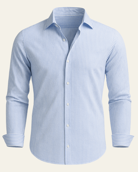 Camicia Uomo a Righe in Seersucker Leggera Mediterranea