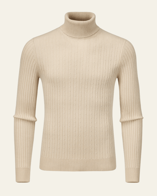 Maglione Uomo a Coste Collo Alto Denso
