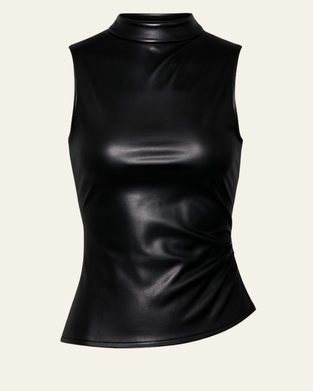 Top Donna Senza Maniche in Pelle Vegana