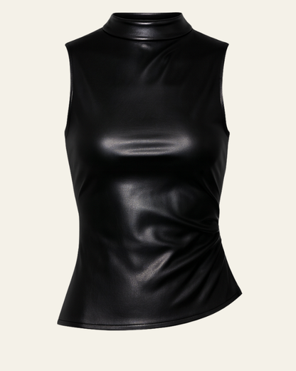 Top Donna Senza Maniche in Pelle Vegana