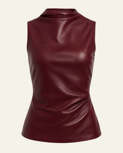 Top Donna Senza Maniche in Pelle Vegana