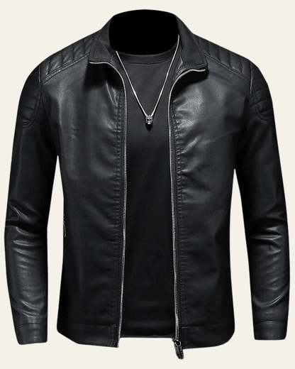 Giacca Biker Uomo in Pelle Sintetica Comoda