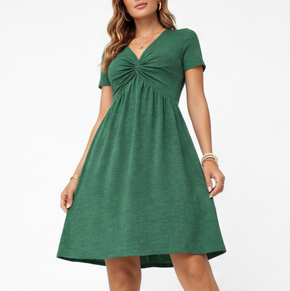 Abito Donna in Cotone Linea A con Scollo a V