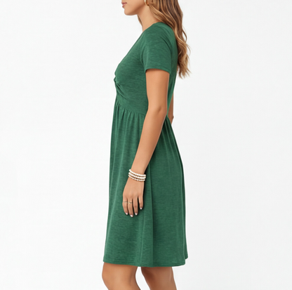 Abito Donna in Cotone Linea A con Scollo a V