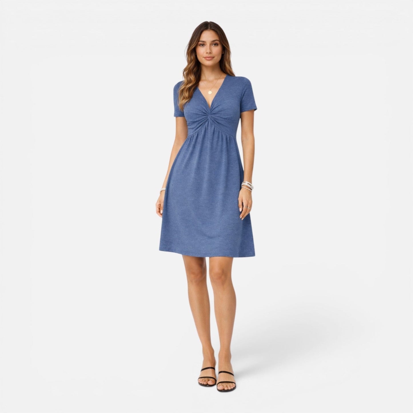 Abito Donna in Cotone Linea A con Scollo a V