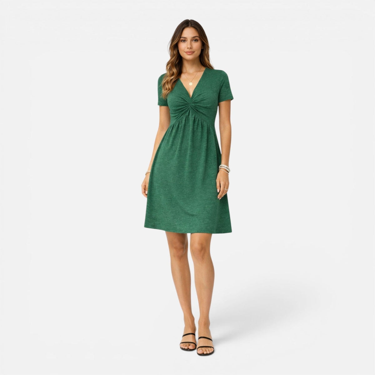 Abito Donna in Cotone Linea A con Scollo a V