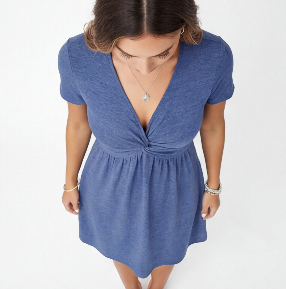 Abito Donna in Cotone Linea A con Scollo a V