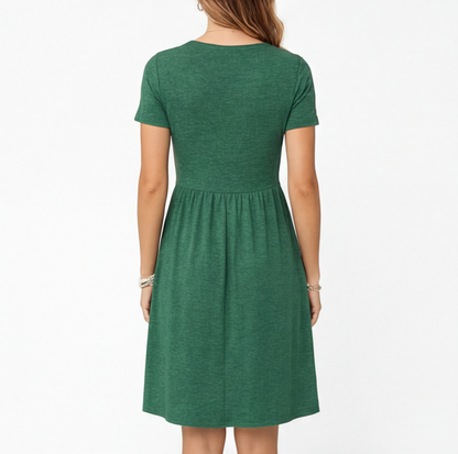 Abito Donna in Cotone Linea A con Scollo a V