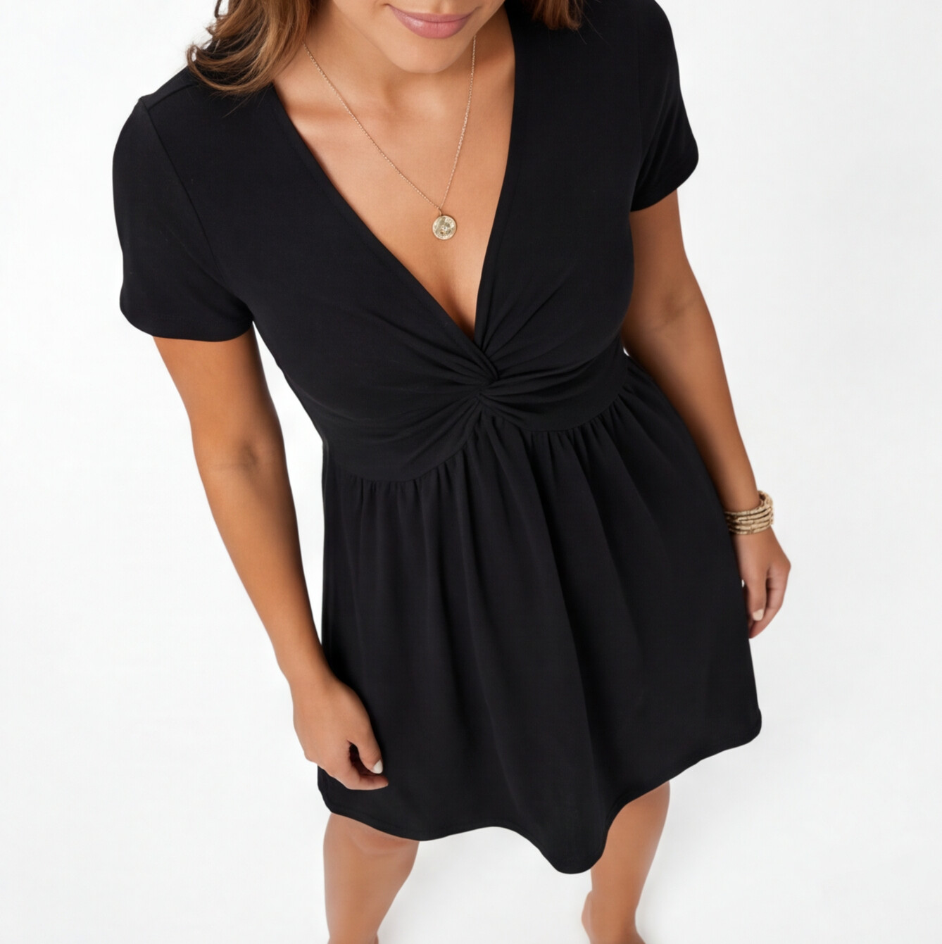 Abito Donna in Cotone Linea A con Scollo a V