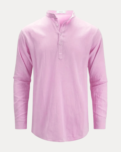 Camicia Henley Uomo in Misto Lino Traspirante Fresca
