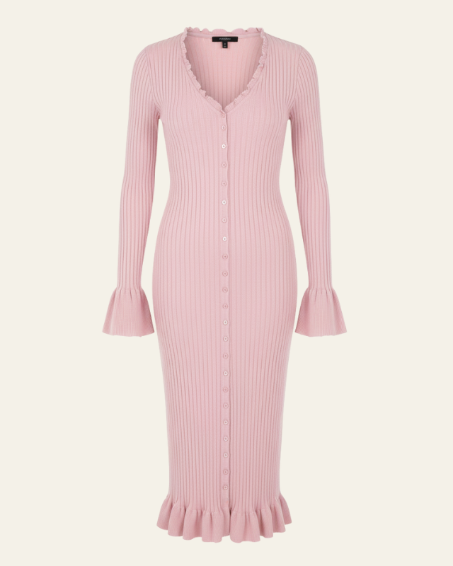 Abito Midi Donna in Maglia a Coste Stretch