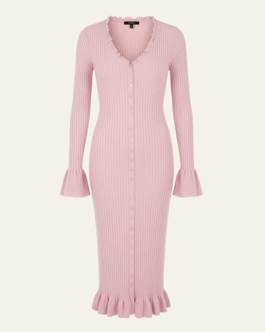 Abito Midi Donna in Maglia a Coste Stretch