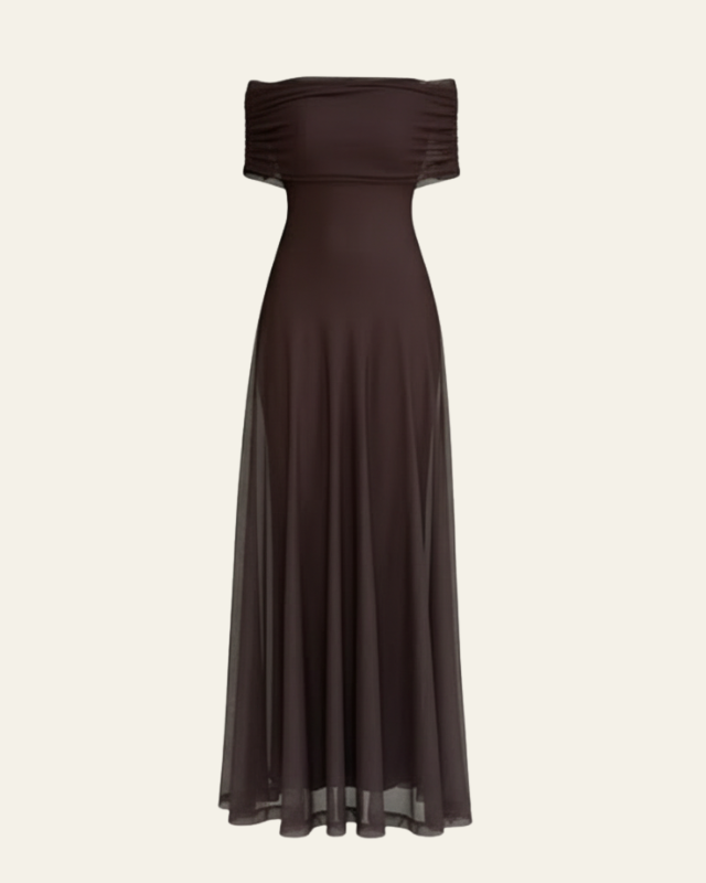 Abito Lungo Donna in Mesh Spalle Scoperte