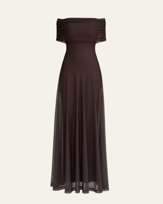 Abito Lungo Donna in Mesh Spalle Scoperte