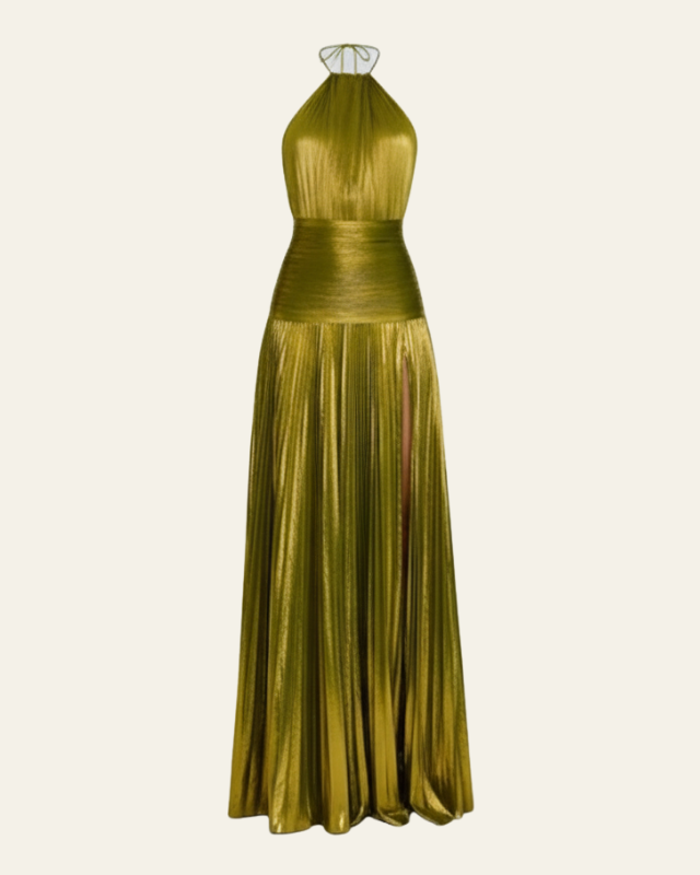 Abito Lungo Donna Metallizzato con Scollo Halter