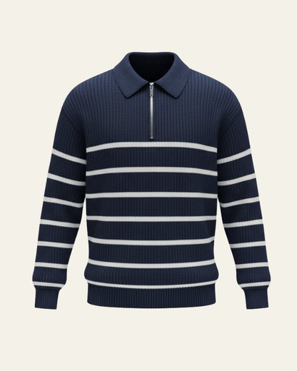Maglione Uomo a Righe con Mezza Zip Casual Intramontabile