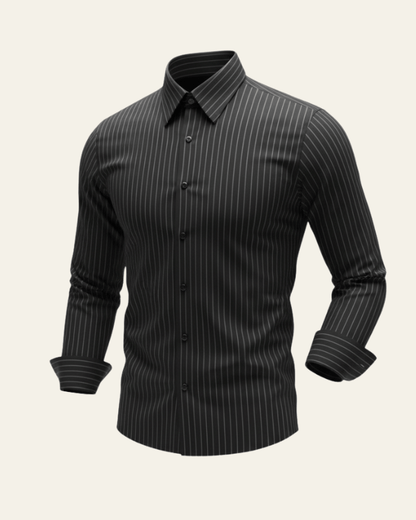 Camicia Uomo a Righe Sottili Setosa Silhouette Ordinata