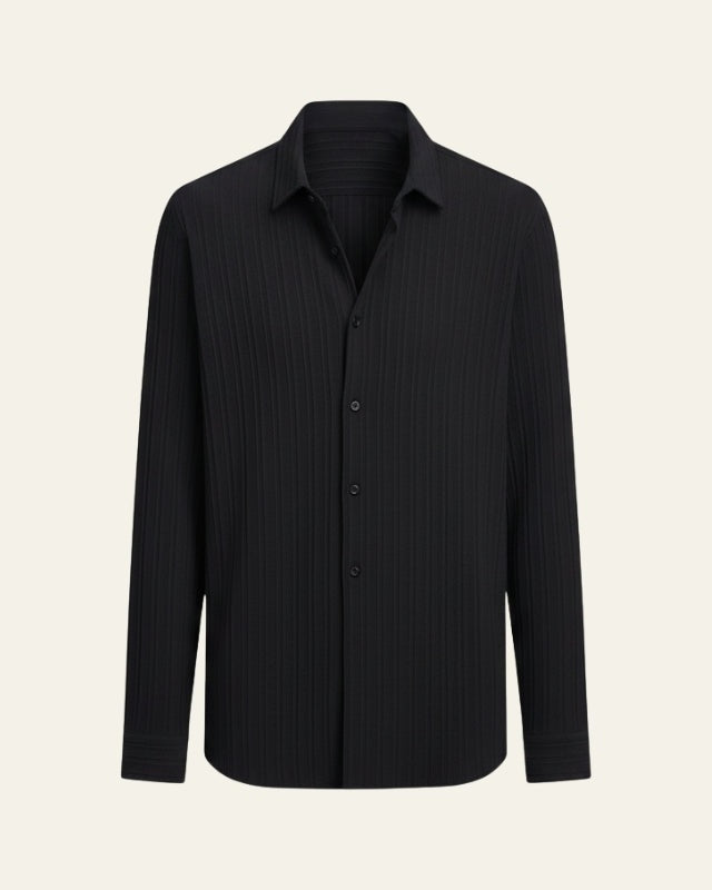 Camicia Uomo a Costine con Bottoni Trama Strutturata Estiva