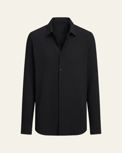 Camicia Uomo a Costine con Bottoni Trama Strutturata Estiva