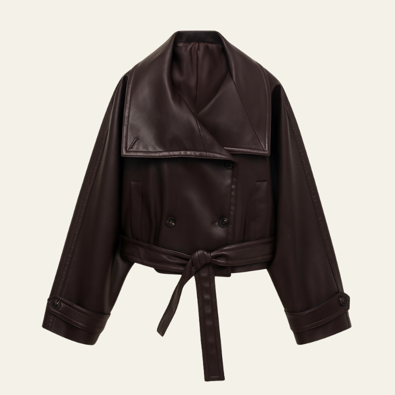 Giacca Cropped Donna in Pelle Vegana Doppiopetto