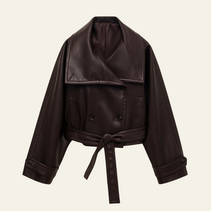 Giacca Cropped Donna in Pelle Vegana Doppiopetto
