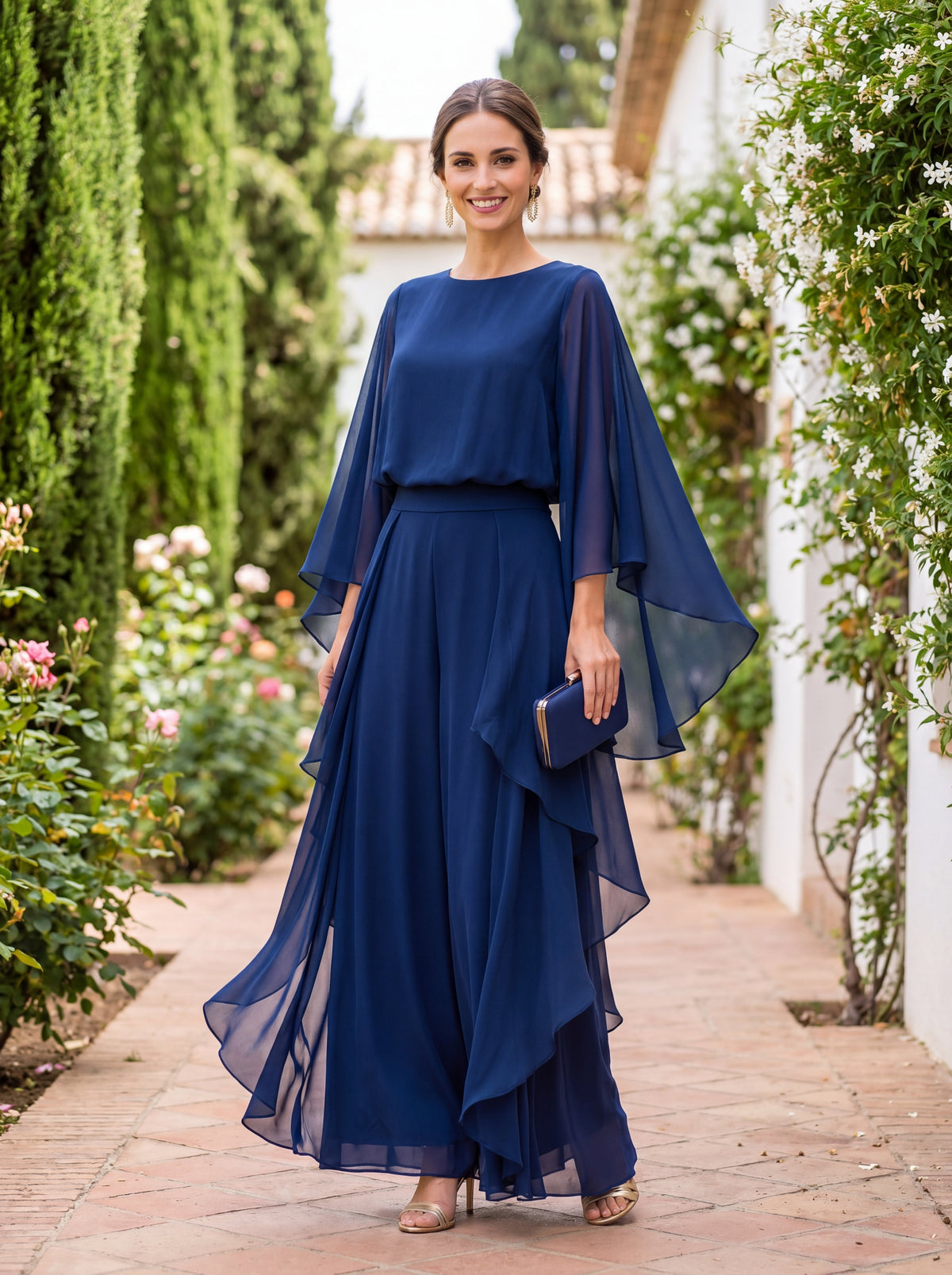 Lucrecia | Completo Donna con Blusa a Mantella e Gonna a Balze