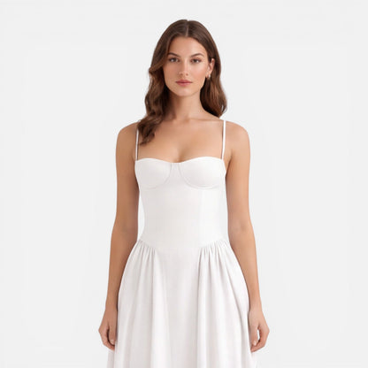 Abito Midi Donna Linea A con Spalline