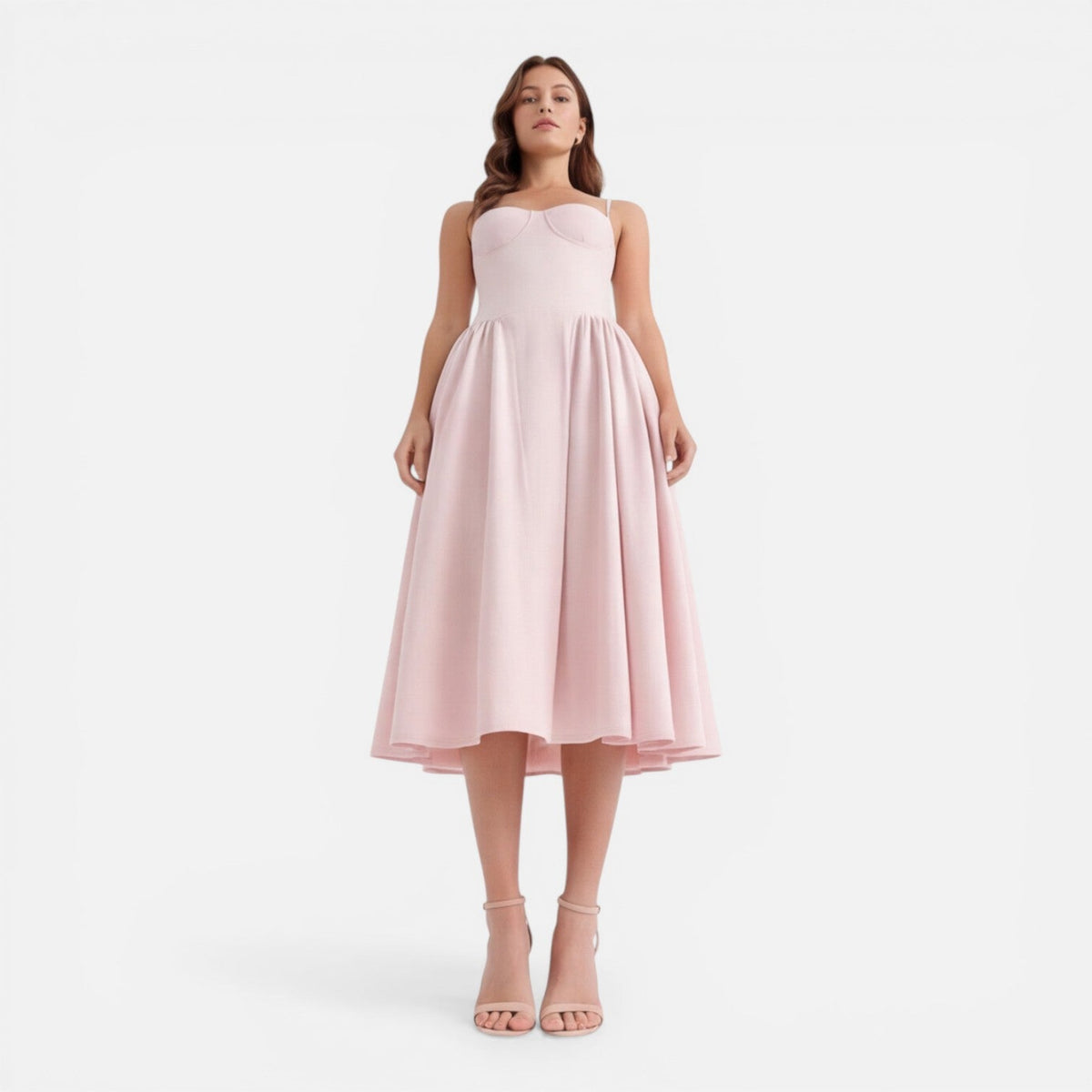 Abito Midi Donna Linea A con Spalline