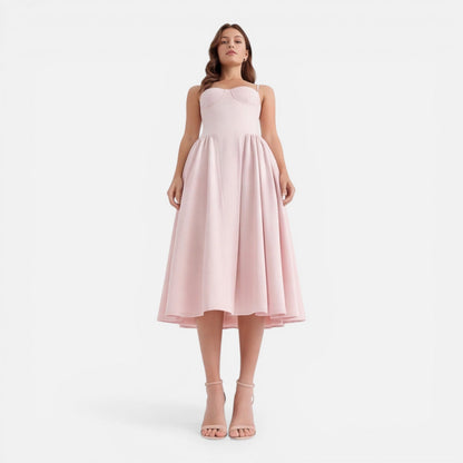 Abito Midi Donna Linea A con Spalline
