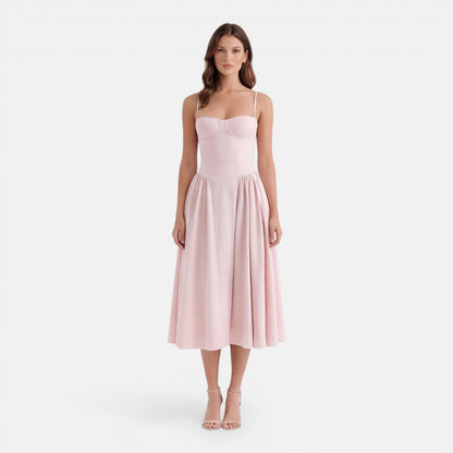 Abito Midi Donna Linea A con Spalline