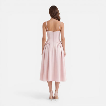 Abito Midi Donna Linea A con Spalline