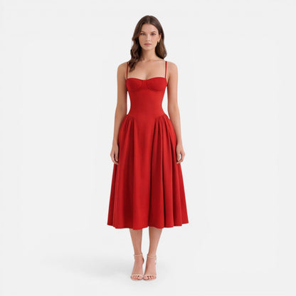 Abito Midi Donna Linea A con Spalline
