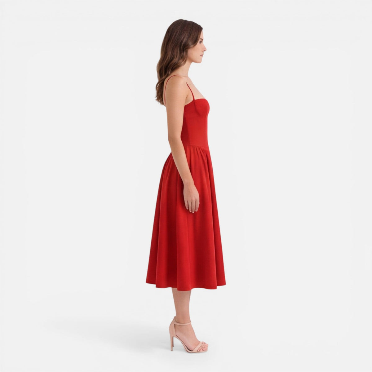 Abito Midi Donna Linea A con Spalline