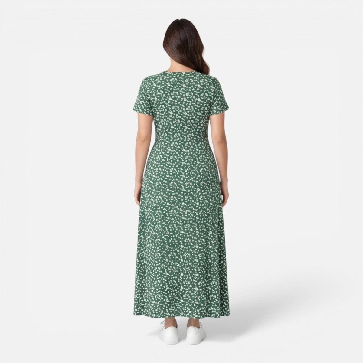 Abito Midi Donna Floreale con Scollo a V