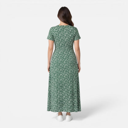 Abito Midi Donna Floreale con Scollo a V