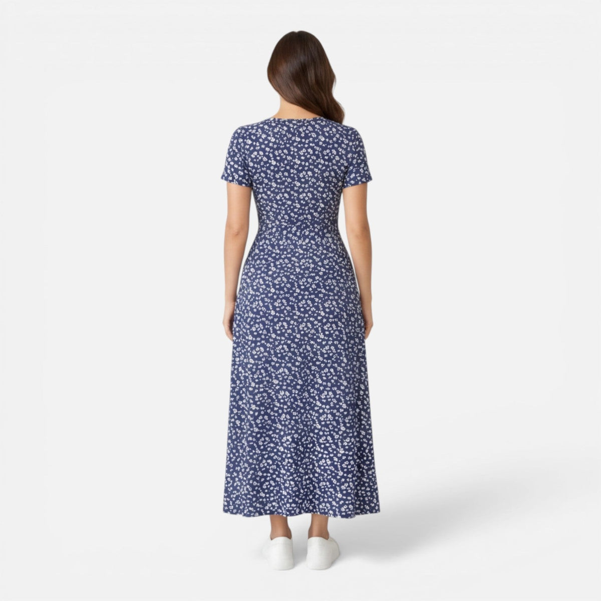 Abito Midi Donna Floreale con Scollo a V