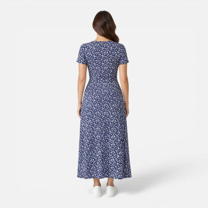 Abito Midi Donna Floreale con Scollo a V