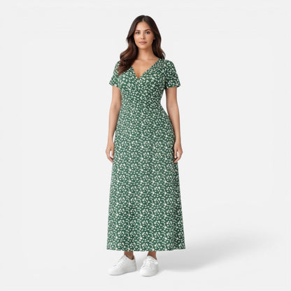 Abito Midi Donna Floreale con Scollo a V