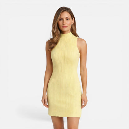 Abito Mini Donna in Maglia con Collo Alto