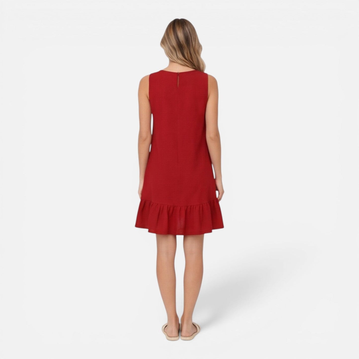 Abito Donna Smanicato Linea A con Orlo a Balze