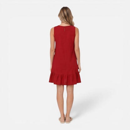 Abito Donna Smanicato Linea A con Orlo a Balze