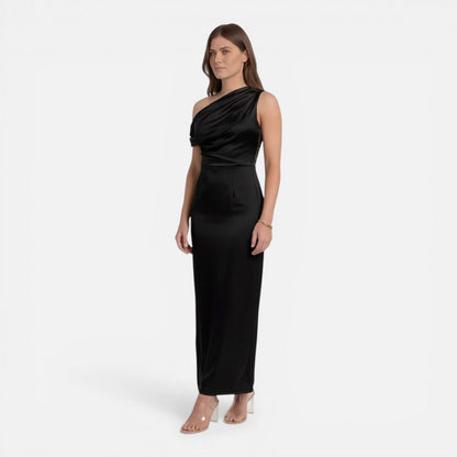 Abito Midi Donna Monospalla in Raso