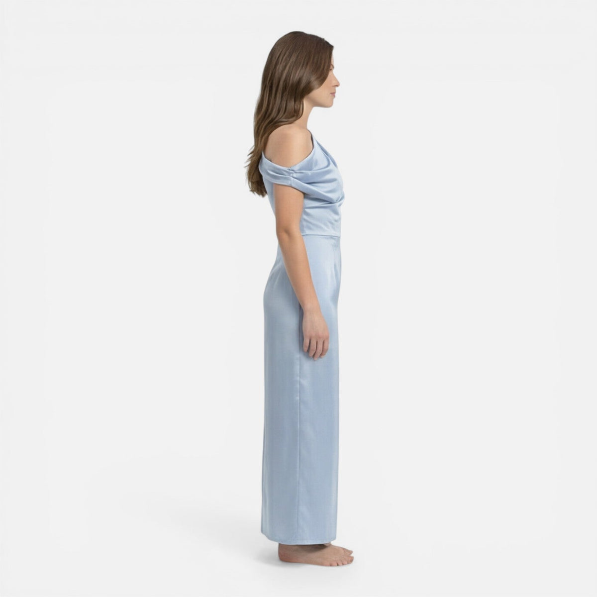 Abito Midi Donna Monospalla in Raso