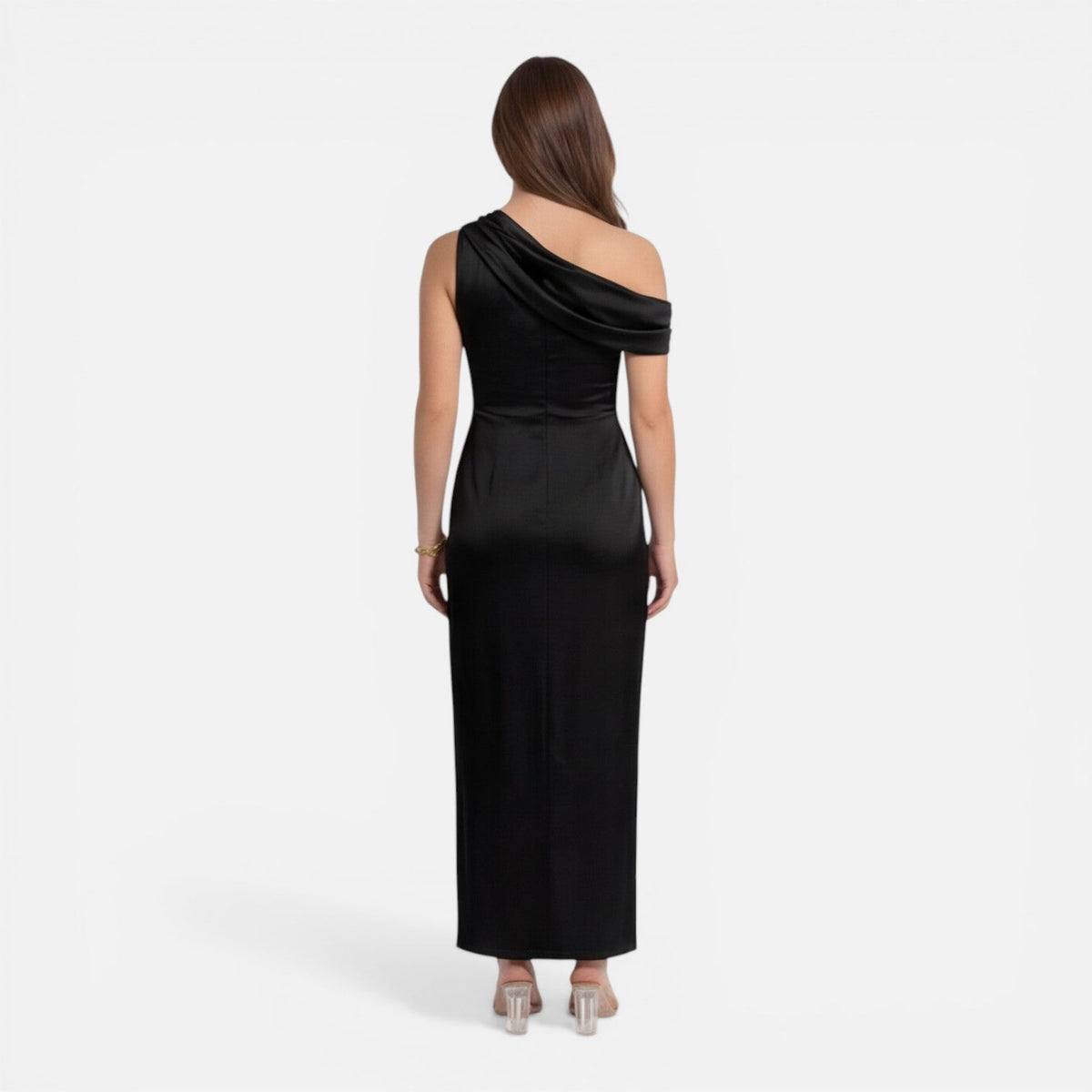 Abito Midi Donna Monospalla in Raso