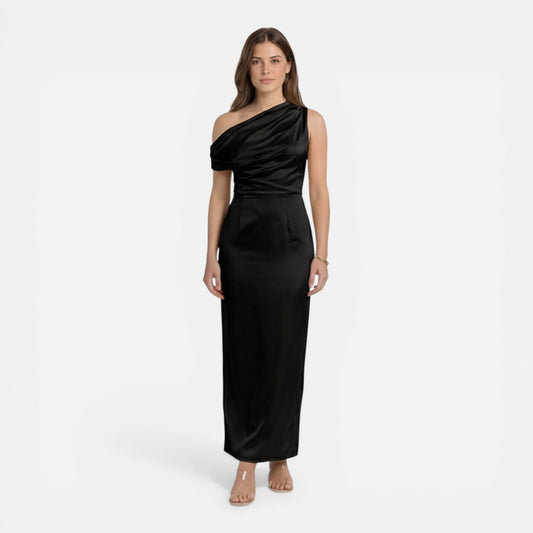 Abito Midi Donna Monospalla in Raso