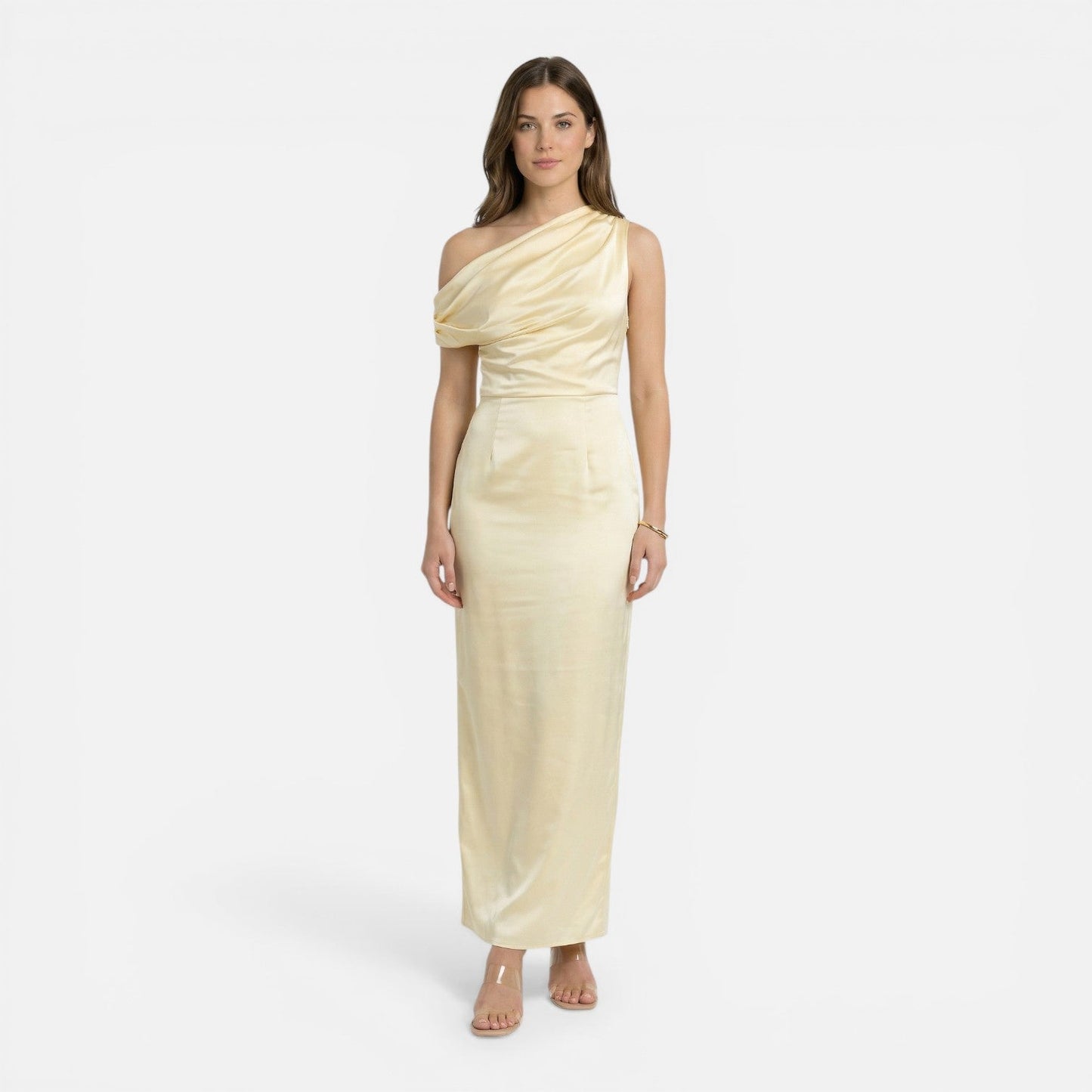 Abito Midi Donna Monospalla in Raso