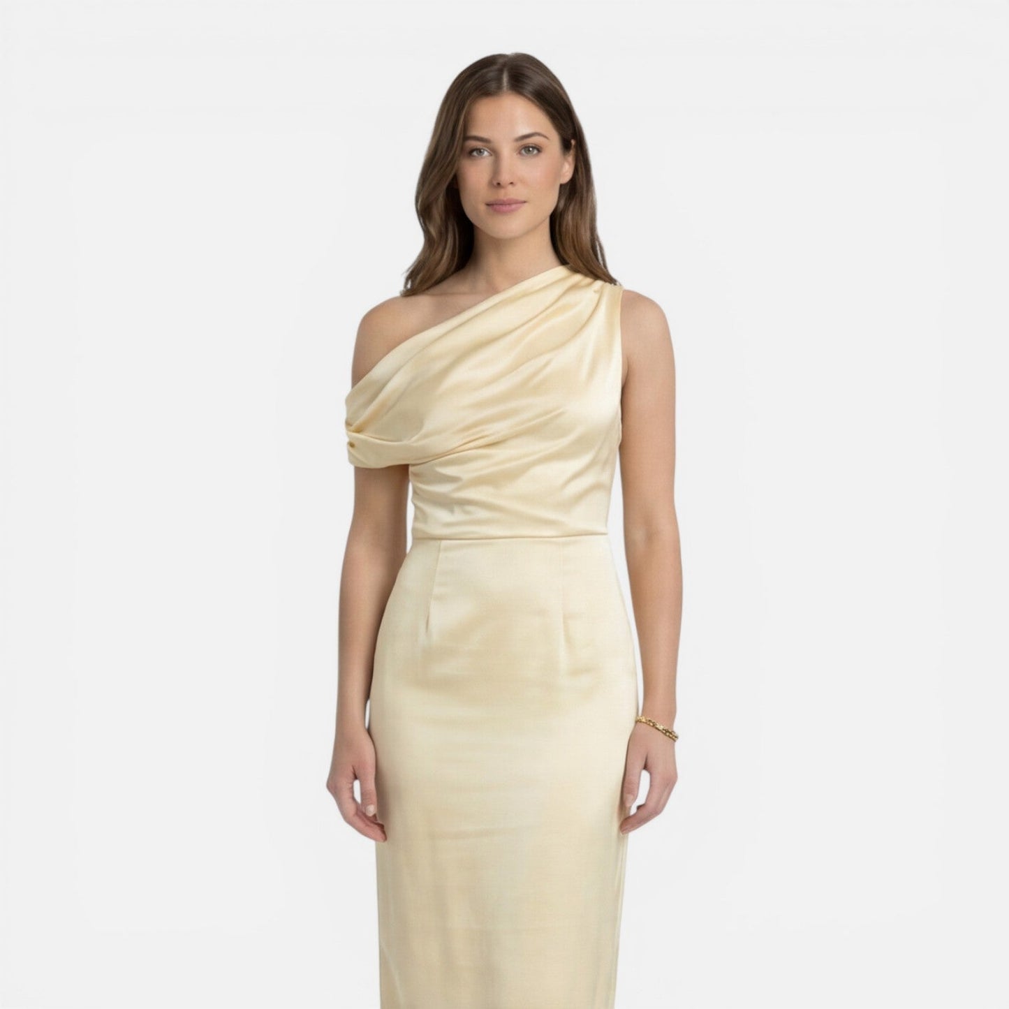 Abito Midi Donna Monospalla in Raso