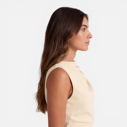 Abito Mini Donna Smanicato con Scollo Drappeggiato
