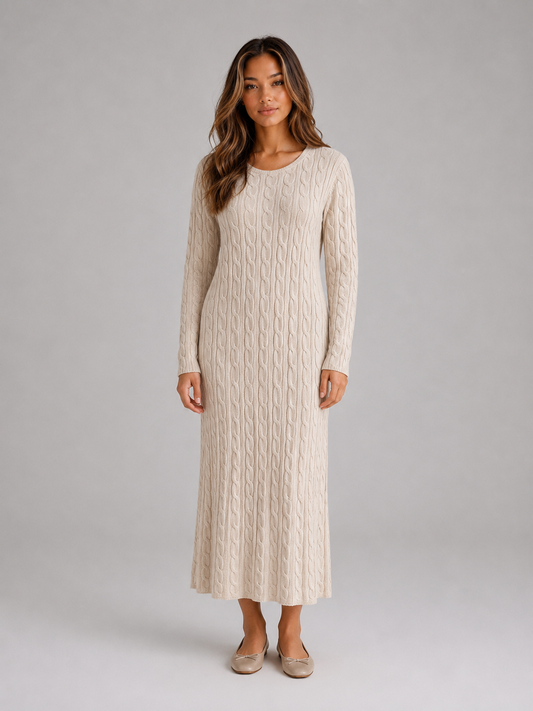 Abito Lungo Donna in Maglia a Trecce