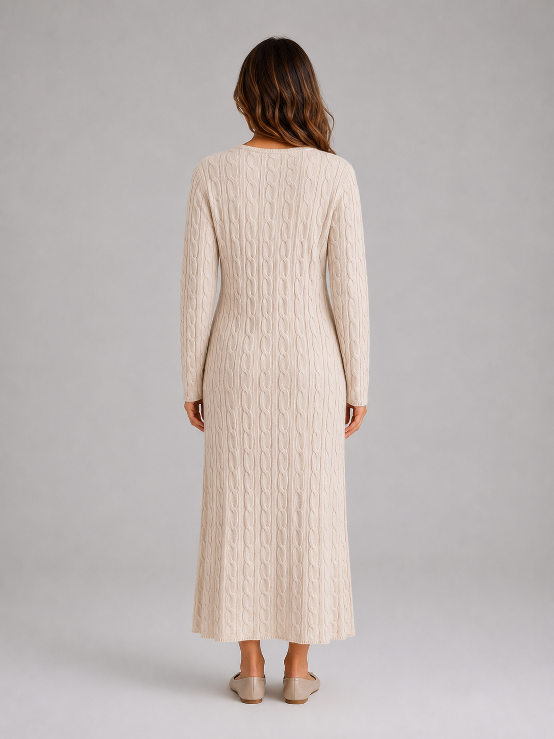 Abito Lungo Donna in Maglia a Trecce